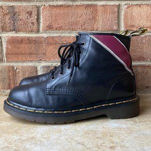 vtg 90s dr. martens MIE 101 ankle boots with a stripe detail and DMs soles
